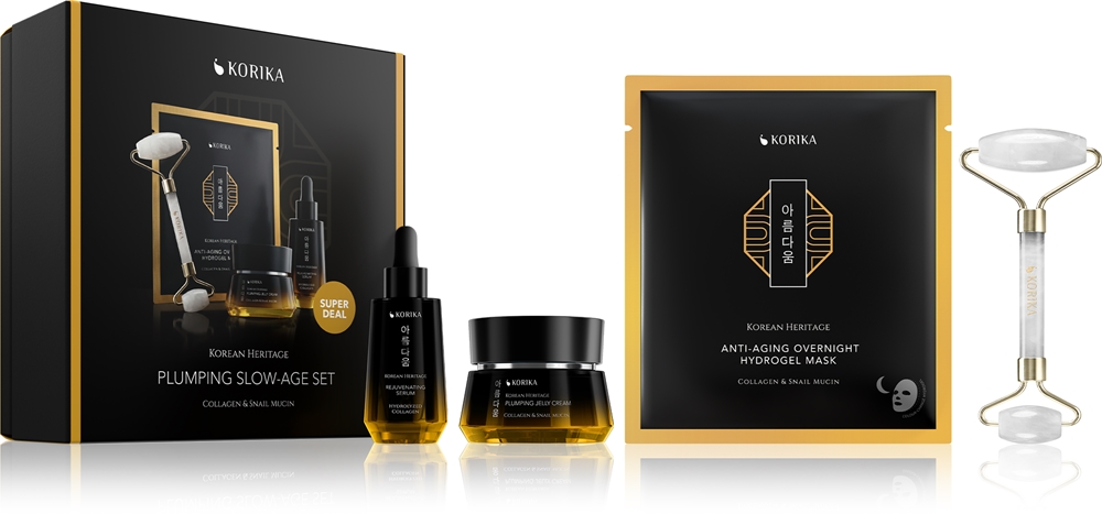 Набор для ухода за лицом KORIKA Korean Heritage Plumping Slow-age Set с коллагеном и муцином улитки, 4 предмета, 4 шт