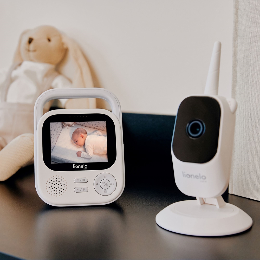 Lionelo Babyline 2.3 – Babyphone Audio Avec Veilleuse, Portée 400 M, Écran LCD, Interphone Bidirectionnel, Mode EcoVox, Berceuses & Sons Apaisants