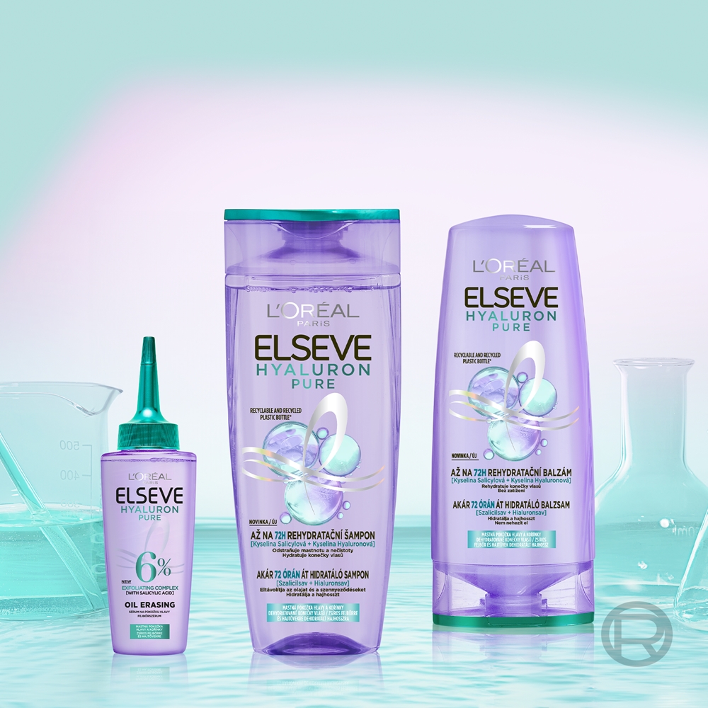 L’Oréal Paris Elseve Hyaluron Pure shampoing hydratant pour cuir chevelu gras et pointes sèches