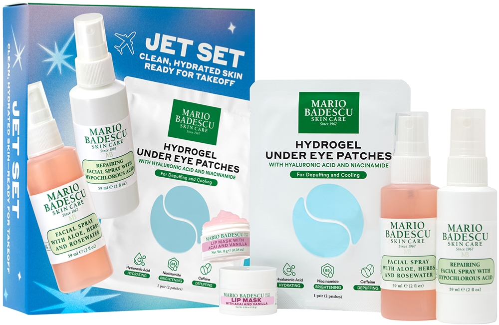 Набор для ухода за лицом Mario Badescu Jet Set, увлажнение, подарочный