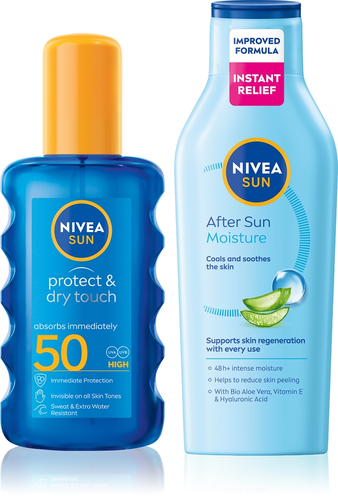 Набор NIVEA SUN солнцезащитный спрей SPF 50 и молочко после загара, 200 мл + 400 мл