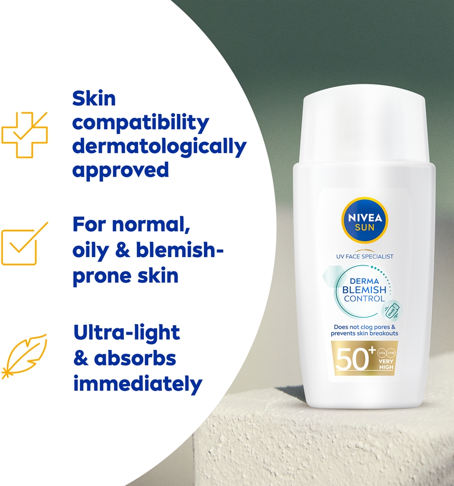 NIVEA SUN Derma Skin Clear creme bronzeador para o rosto para pele com ...