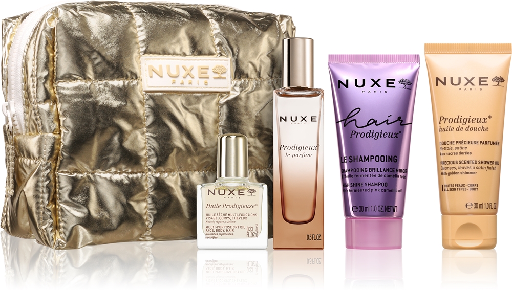 Набор косметики Nuxe Prodigieux My Golden Crush мини-версии средств, с косметичкой, 1 шт
