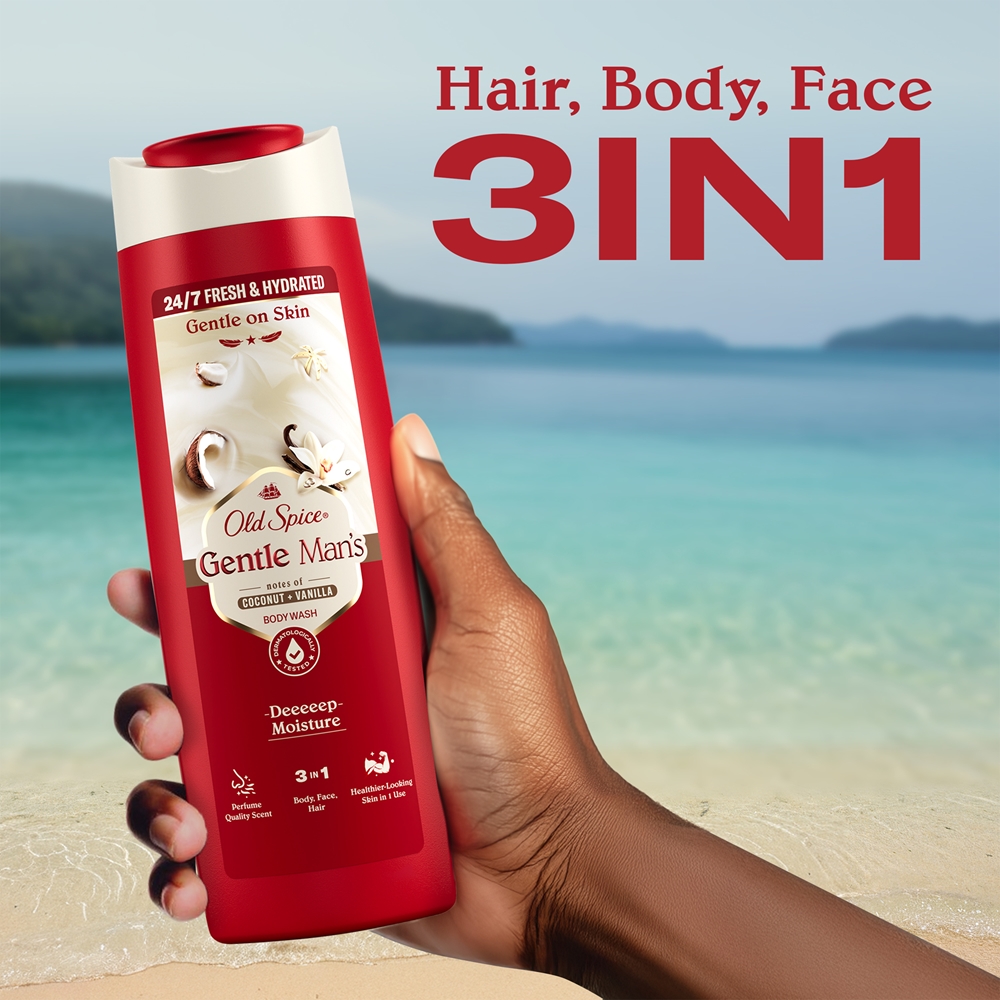 Гель для душа Old Spice Gentle Man's Coconut Vanilla для тела, лица и волос, 400 мл / 800 мл — фото 4