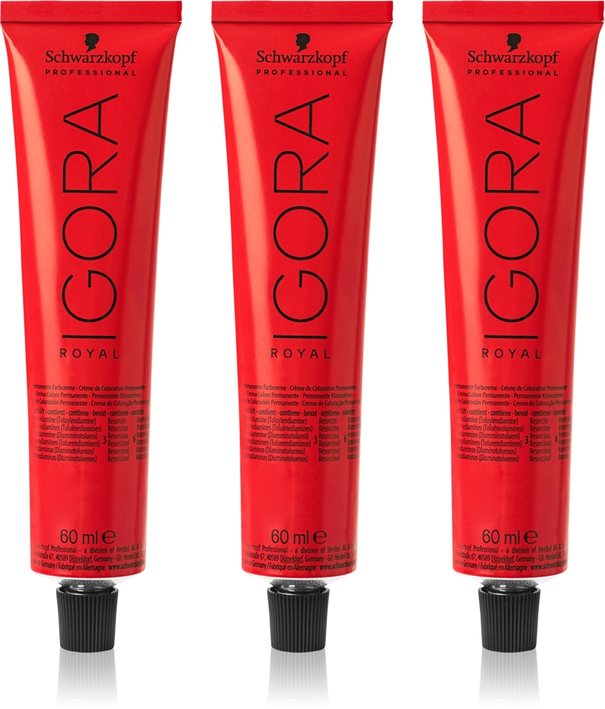 Стойкая краска для волос Schwarzkopf Professional IGORA Royal, окрашивание седины, 3 х 60 мл, оттенок 5-0 Light Brown Natural