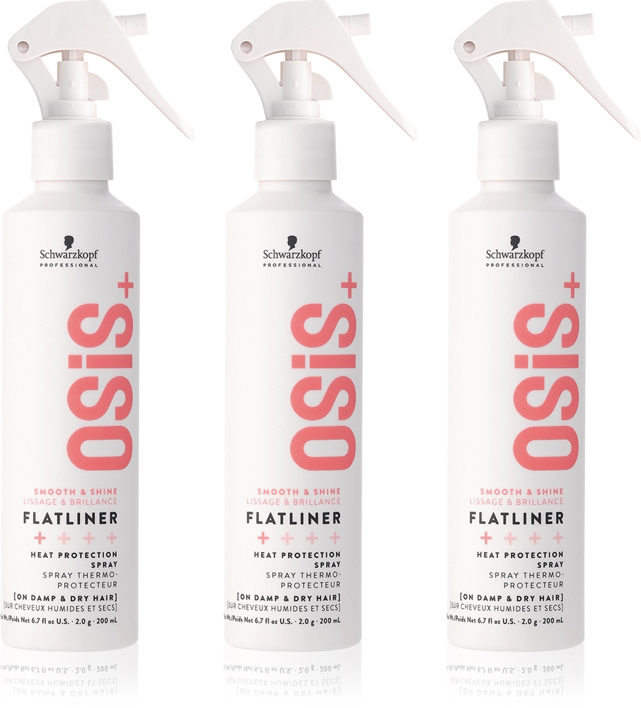 Термозащитный спрей для волос Schwarzkopf Professional Osis+ Flatliner до 230 градусов, 3 х 200 мл