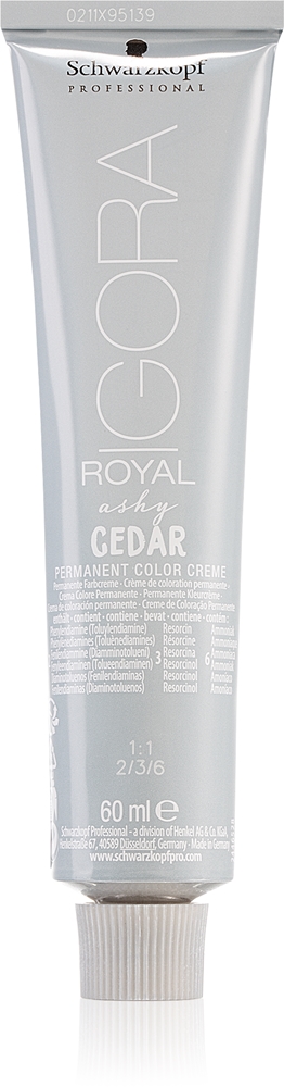 Стойкая крем-краска для волос Schwarzkopf Professional IGORA Royal, окрашивание седины, 60 мл, оттенок 7-21 Medium Blonde Ash Cendré — фото 4
