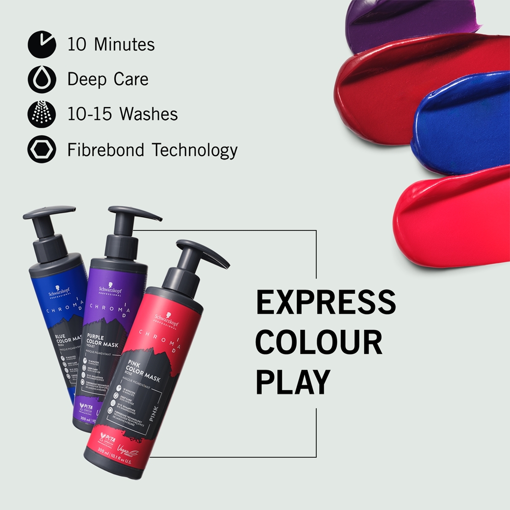 Тонирующая маска для волос Schwarzkopf Professional Chroma ID Color Mask, обновляющая или меняющая оттенок, 300 мл, оттенок Purple — фото 5