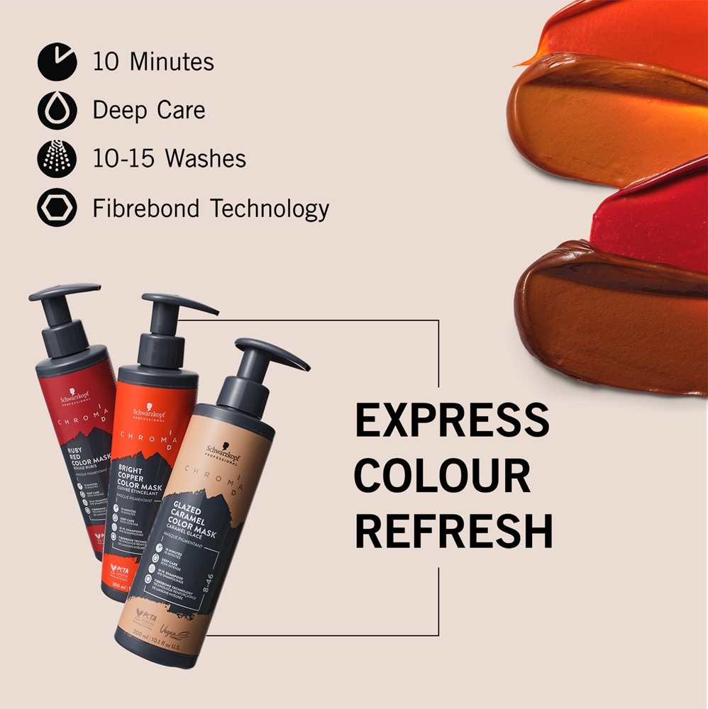 Тонирующая маска для волос Schwarzkopf Professional Chroma ID Color Mask, обновляющая или меняющая оттенок, 300 мл, оттенок 6-46 Raw Cacao — фото 5