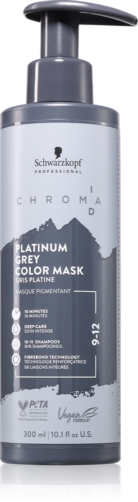 Тонирующая маска для волос Schwarzkopf Professional Chroma ID Color Mask, обновляющая или меняющая оттенок, 300 мл, оттенок 9-12 Platinum Grey