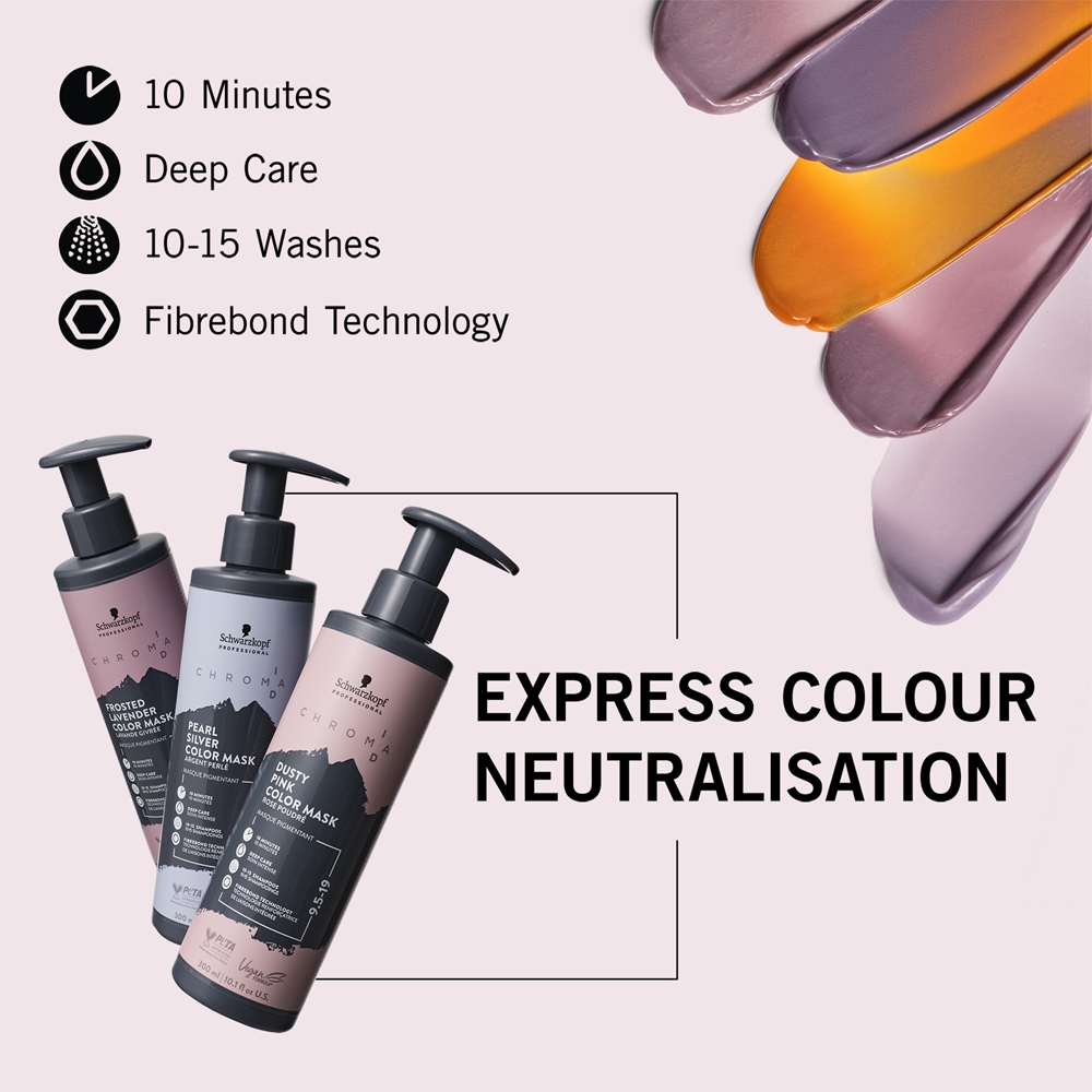 Тонирующая маска для волос Schwarzkopf Professional Chroma ID Color Mask, обновляющая или меняющая оттенок, 300 мл, оттенок 9.5-19 Dusty Pink — фото 5