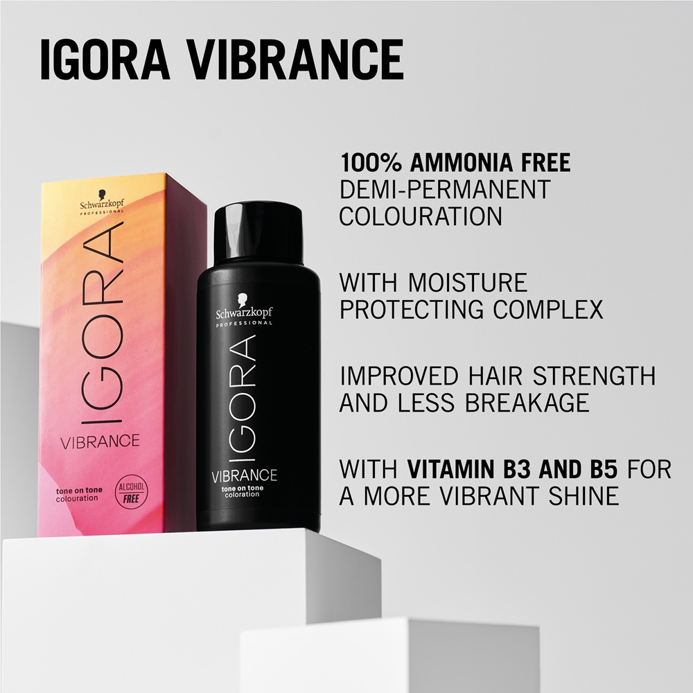 Деми-перманентная краска для волос Schwarzkopf Professional IGORA Vibrance тон в тон, 60 мл, оттенок 1-0 Black Natural — фото 3