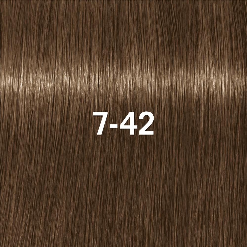 Деми-перманентная краска для волос Schwarzkopf Professional IGORA Vibrance тон в тон, 60 мл, оттенок 7-42 Medium Brown Beige Ash — фото 2