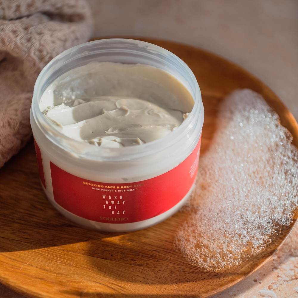 Souletto Pink Pepper & Rice Milk Face & Body Clay Maske für Körper und