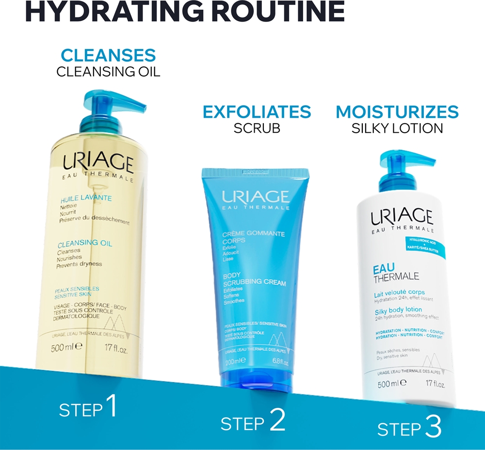 Набор Uriage Eau Thermale Silky Body Lotion шёлковый бальзам для тела, для сухой и чувствительной кожи, 500 мл и 200 мл — фото 6