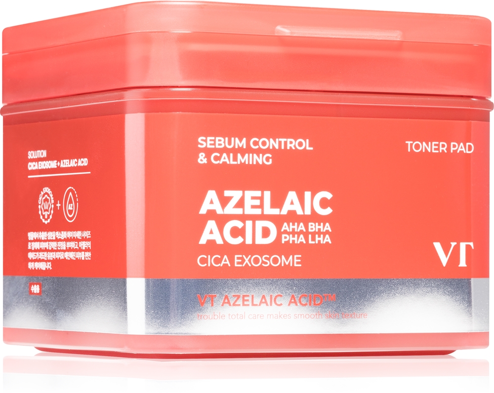 Пэды-тоник для лица VT Cosmetics Azelaic Acid Sebum Control Calming Toner Pad с азелаиновой и салициловой кислотами, 60 шт