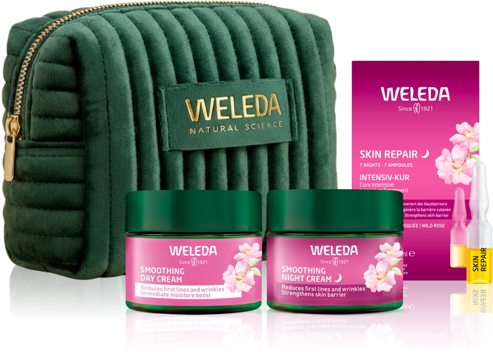 Набор косметики для лица Weleda Wild Rose Renewal Ritual дневной и ночной крем, интенсивный уход, подарочный