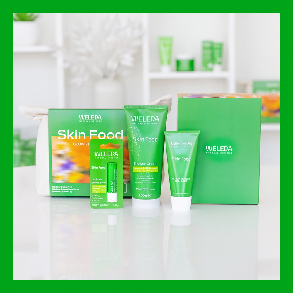 Набор косметики Weleda Skin Food Glow Ritual питательный, подарочный, крем для душа, крем и бальзам для губ — фото 2