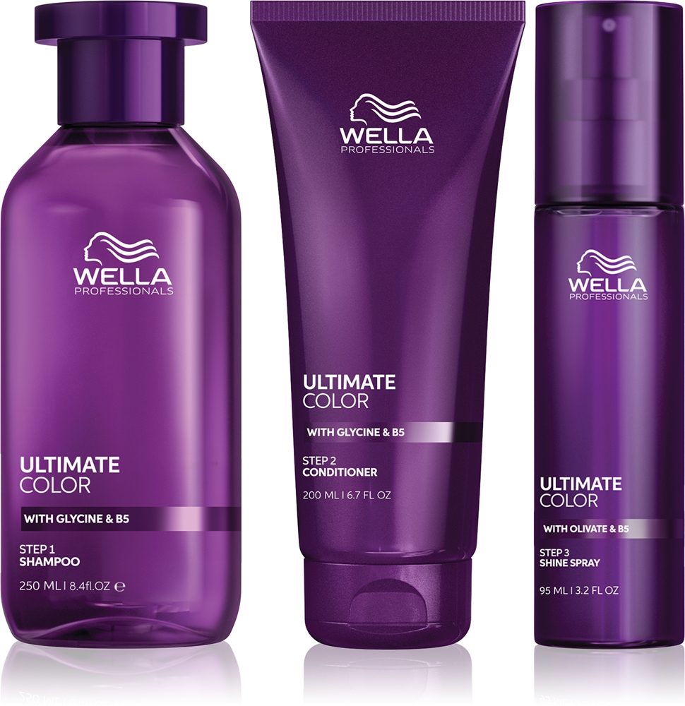 Набор для окрашенных волос Wella Professionals Ultimate Color sada шампунь, кондиционер и спрей, для сияния цвета, 3 шт