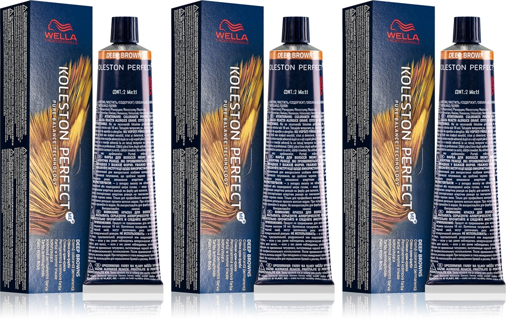 Набор стойкой краски для волос Wella Professionals Koleston Perfect ME+ Deep Browns, коричневые оттенки, 3 × 60 мл