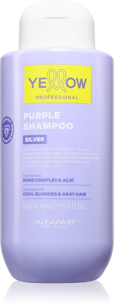 Шампунь для волос Yellow Professional Silver Purple Shampoo нейтрализующий желтизну и оранжевые подтоны, 500 мл