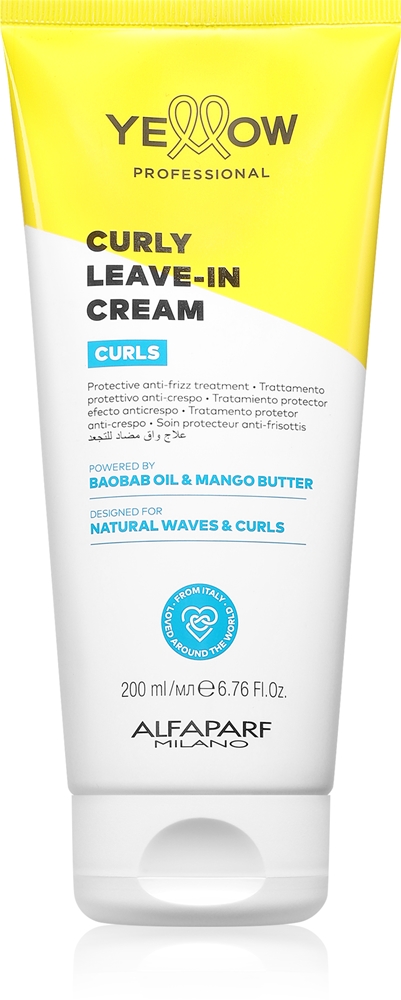 Крем для волос Yellow Professional Curls Curly Leave-in Cream для кудрявых и волнистых волос, увлажнение и блеск, 200 мл