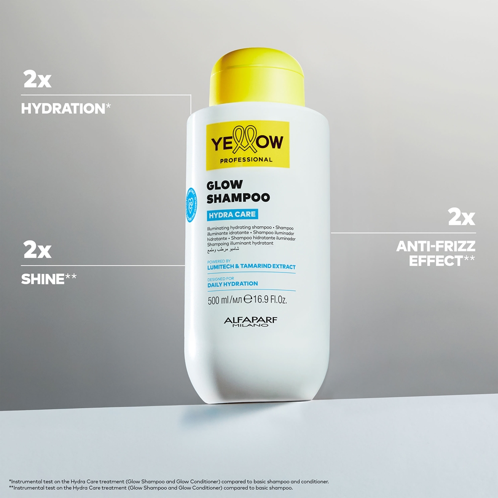 Шампунь для волос Yellow Professional Hydra Care Glow Shampoo увлажняющий, придаёт блеск и объём, 500 мл — фото 2