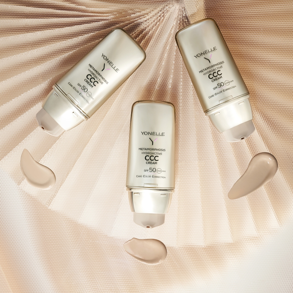 CC крем для лица Yonelle Metamorphosis тонирующий, с SPF 30, увлажняет и выравнивает тон, 30 мл, оттенок Gold Tan — фото 2