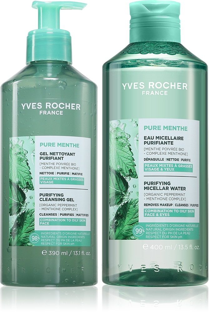 Yves Rocher Pure Menthe - Набор для лица Pure Menthe мицеллярная жидкость и очищающий гель