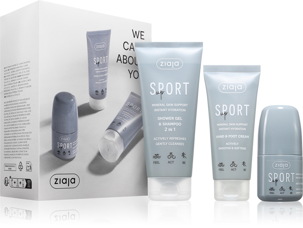 Подарочный набор Ziaja Sport Up Set крем для рук и ног, гель-шампунь и антиперспирант