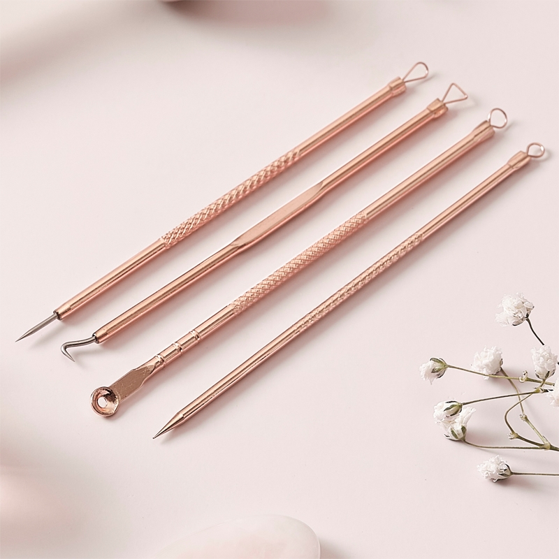 Zoë Ayla Blemish Kit - Набор для чистки лица Zoe Ayla Blemish Kit 4 двусторонних инструмента из карбоновой стали, для удаления чёрных точек и акне — фото 4