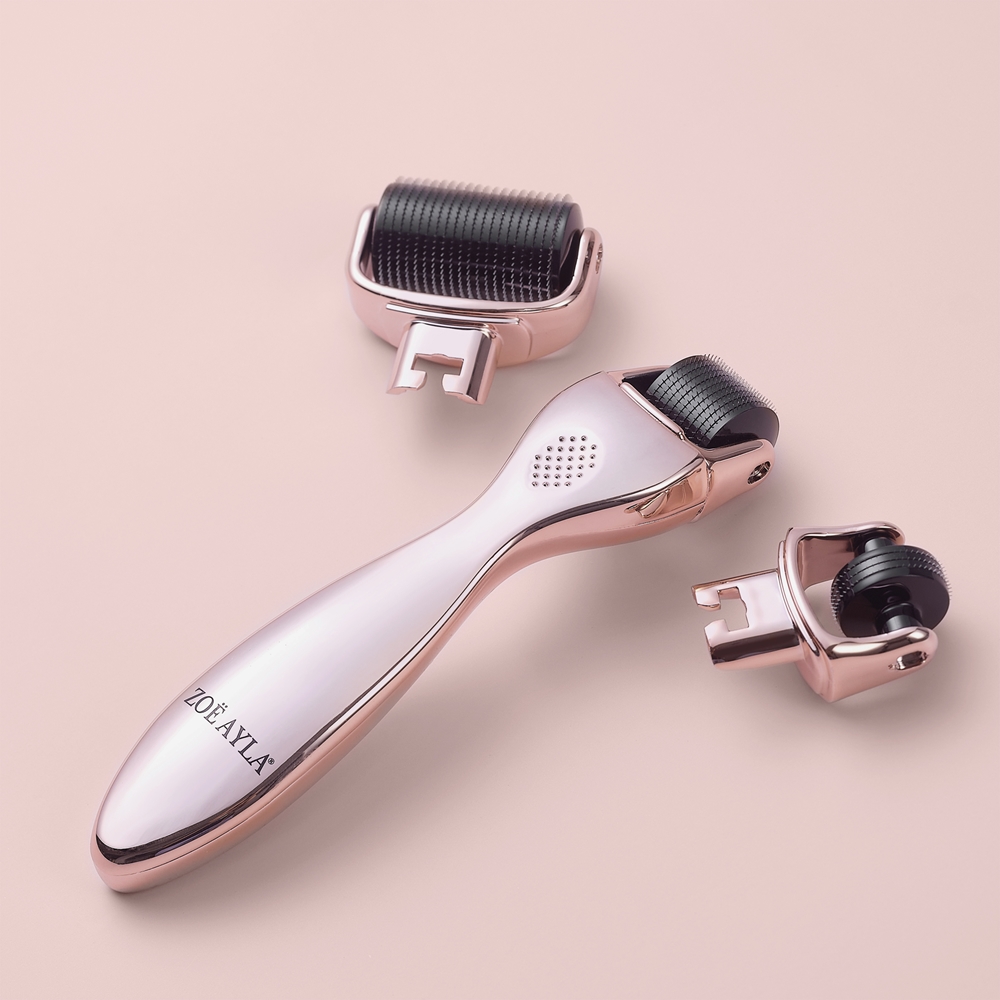 Zoë Ayla Micro-Needling Derma Roller Set - Набор дермароллеров Zoe Ayla Micro-Needling Derma Roller Set для лица и тела, 3 сменные насадки, 600/800/1200 игл — фото 2