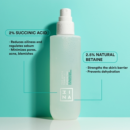 3INA The White Toner tónico refrescante hidratante para apaziguar a pele