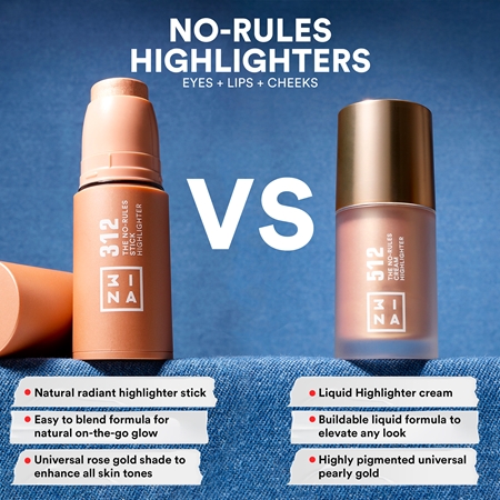 3INA The No-Rules Stick lápis multifuncional para olhos, lábios e bochechas