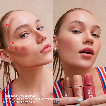 3INA The No-Rules Stick lápis multifuncional para olhos, lábios e bochechas