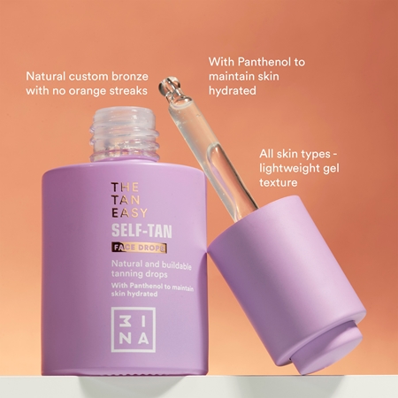 3INA The Tan Easy Self-Tan Face Drops önbarnító cseppek az arcra