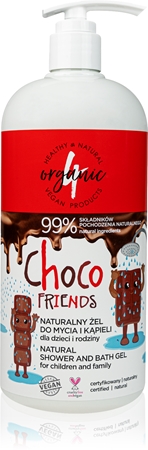 4Organic Choco gel de banho extra suave para toda a família com aroma de chocolate