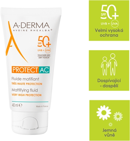 A-Derma Protect AC Mattifying Fluid zmatňující pleťový fluid SPF 50+