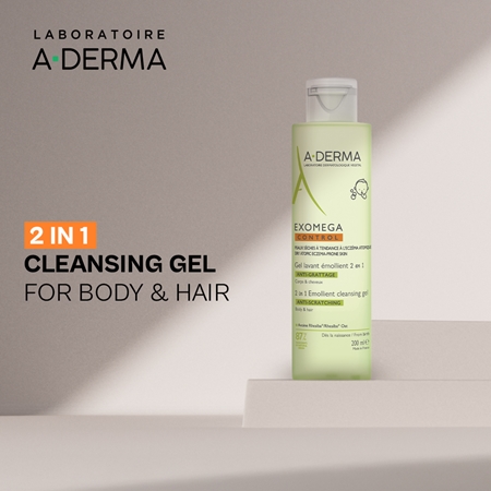 A-Derma Exomega Control 2 in 1 Emollient Cleansing Gel τζελ για ντους για ξηρό και ατοπικό δέρμα