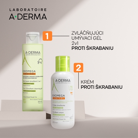 A-Derma Exomega Control 2 in 1 Emollient Cleansing Gel sprchový gél pre suchú až atopickú pokožku