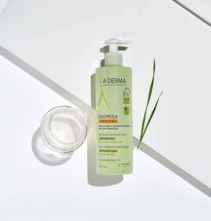 A-Derma Exomega Control 2 in 1 emollient cleansing gel dušo želė sausai ir atopiškai odai