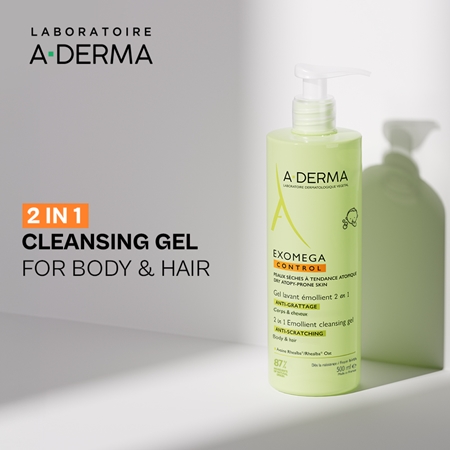 A-Derma Exomega Control 2 in 1 emollient cleansing gel Duschgel für trockene bis atopische Haut