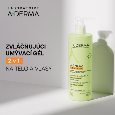 A-Derma Exomega Control 2 in 1 emollient cleansing gel sprchový gél pre suchú až atopickú pokožku