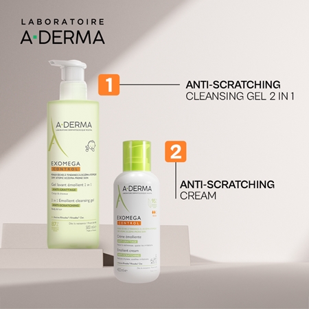 A-Derma Exomega Control 2 in 1 emollient cleansing gel Duschgel für trockene bis atopische Haut