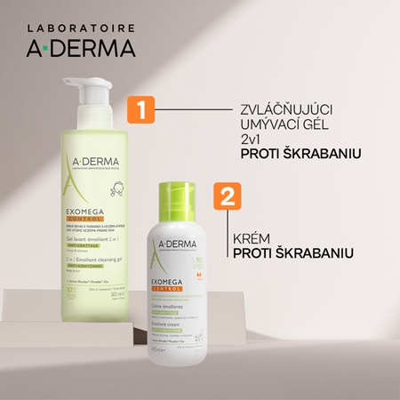 A-Derma Exomega Control 2 in 1 emollient cleansing gel sprchový gél pre suchú až atopickú pokožku