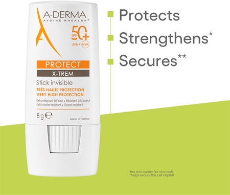 A-Derma Protect X-Trem Invisible Stick zaštitni stick za osjetljiva područja SPF 50+