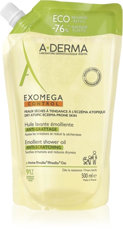 A-Derma Exomega Control Huile Lavante Émolliente huile de douche adoucissante Recharge