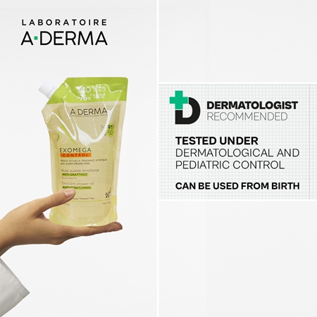 A-Derma Exomega Control Emollient Shower Oil Mīkstinoša dušas eļļa uzpilde