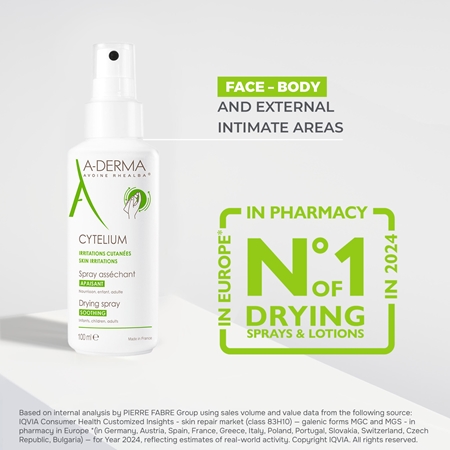A-Derma Cytelium spray calmante e secante para pele irritada