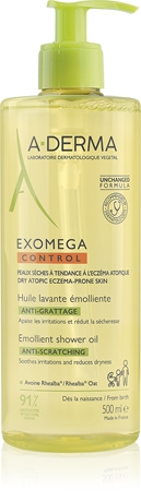 A-Derma Exomega Control Huile Lavante Émolliente huile de douche adoucissante pour peaux sèches à atopiques